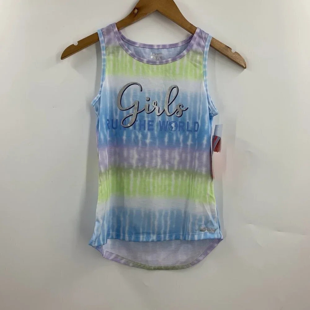 Hind Girls Tie Dye Girls Run The World‎ Relax Tank Top Size L NWT